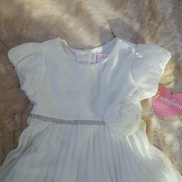 Pretty Ivory Dress With Silver Accents - Picture 2 of 8